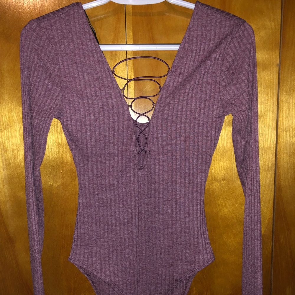 Laced Up Ribbed Bodysuit